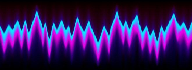 Neon music equalizer, magnetic or sonic wave techno vector background. - obrazy, fototapety, plakaty