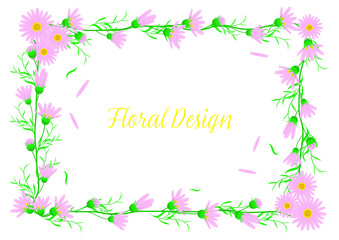 Obraz na płótnie Canvas Pink purple cosmos flower floral pattern frame vector illustration
