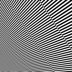 Black and white diagonal stripes. Op art. Geometric shape. Abstract background. Design element for web pages, prints, template and textile pattern