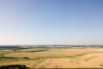Fototapeta premium Bird Eye View of the Fields and Agricultural Parcel. Aerial Views.