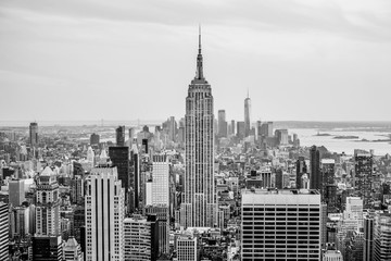 Manhattan views from the Top of The Rock in black and white