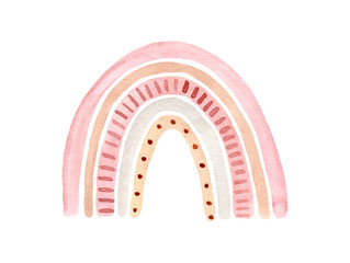 Watercolor hand painted cute rainbow. Illustration isolated on white background.