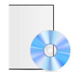 Cool Realistic white Case for DVD Or CD Disk with Disk. Illustration on White Background