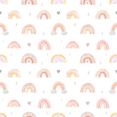 Watercolor hand painted cute rainbow. Illustration isolated on white background.