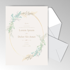 Elegant Watercolor Wedding Invitation Cards with Beautiful Eucalyptus