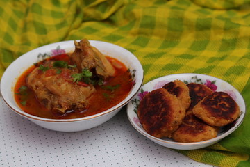 Chicken soup and kebab