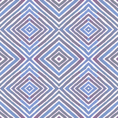 Blue Geometric Watercolor. Curious Seamless Patter