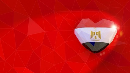 Fototapeta premium Arab Republic of Egypt national flag 3D heart background. 3D illustration