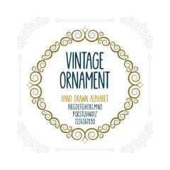 Fototapeta na wymiar Vintage ornament and hand drawn font isolated on white background. Retro style cover design template. Part of set.