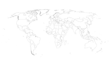Fototapeta na wymiar World Map Vector Illustration on White Isolated Background. Flat Blank world map. Eps 10