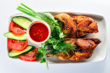 tobacco chicken on a white background