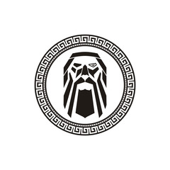 Abstract Odin Face Logo in Ornamental Circle Frame Vector