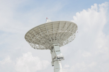 Clouse up Satellite dish or radio antennas against with sky