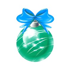 Christmas decoration mint ball with blue ribbon