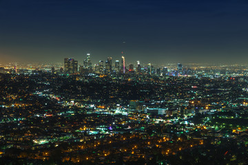 Los Angeles Panorama at night, California - Downtown