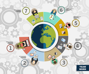 Fototapeta premium Flat design illustration concepts for business analysis and planning, consulting, team work, project management, financial report and strategy . Concepts web banner and printed materials.
