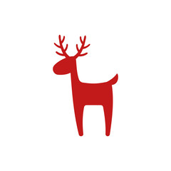 Reindeer - flat vector illustration. Christmas deer. Cute reindeer icon isolated