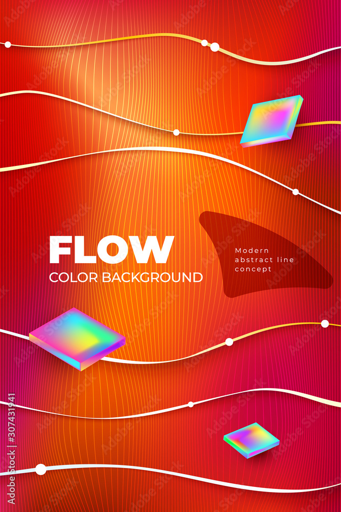 Wall mural liquid line color background design. vertical fluid line gradient shapes composition. futuristic des