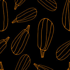 Food seamless pattern in line art and doodle style. Abstract botanical print of pumpkins. Textile design texture. Autumn background Vector illustration. Thanksgiving and Halloween symbol