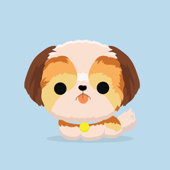 character shih tzu dog on pastel background..