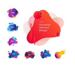 Set of beautiful flowing graphic elements. Design background with flowing shapes. Vector illustration. Can be used for advertising, marketing, presentation