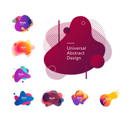 Set of beautiful multi-colored abstract dynamical shapes. Vector illustration. Can be used for advertising, marketing, presentation