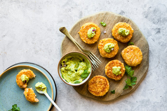 Grilled salmon, herb and potato patties