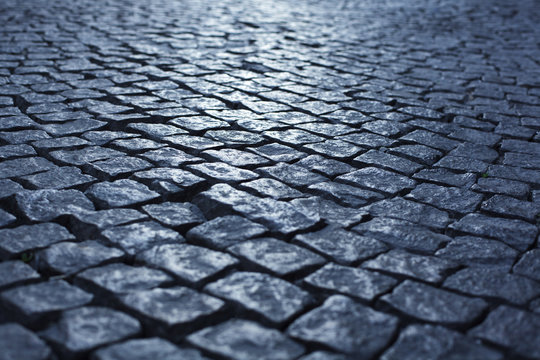 Close up cobblestone pavement at Istanbul, Turkey
