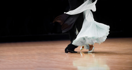 Fototapeta na wymiar Woman and man dancer latino international dancing
