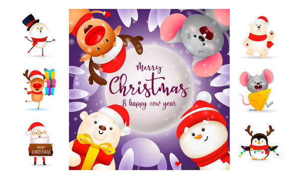 Merry Christmas and happy New Year background. Text with decorations can be used for invitation and greeting card. New Year concept