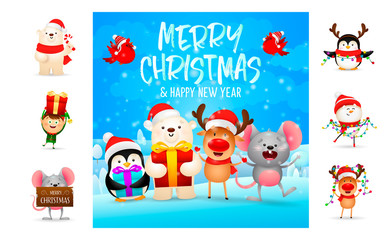 Merry Christmas and happy New Year beautiful banner. Text with decorations can be used for invitation and greeting card. New Year concept