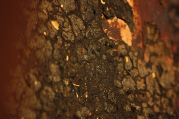 peeling paint on a rusty steel sheet