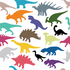 Dinosaur. Hand drawn colorful dinosaurs vector seamless background. Dinosaur colored sketch drawing illustration. Part of set.