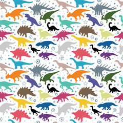 Dinosaur. Hand drawn colorful dinosaurs vector seamless background. Dinosaur colored sketch drawing illustration. Part of set.