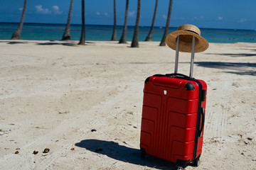 suitcase on the beach