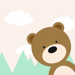 Obraz na płótnie Canvas Cute Cartoon Teddy Bear Baby Room