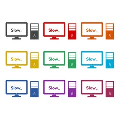 Slow PC color icon set isolated on white background