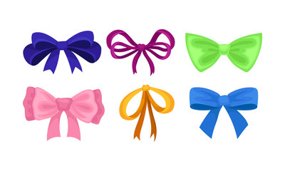 Collection of Colorful Bows, Holiday Celebration Design Element Vector Illustration