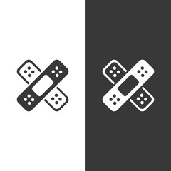 Adhesive bandage icon. Skin medical plaster on black and white background. Vector pharmacy illustration