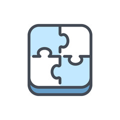 Obraz premium Puzzle color line icon. Jigsaw vector outline colorful sign.