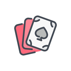 Poker color line icon. Card game vector outline colorful sign.