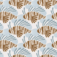 Fishes pattern design. Lionfishes. Great for fabric, textile, wrapping paper. Vector Illustration.