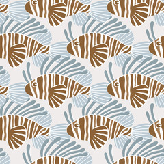 Fishes pattern design. Lionfishes. Great for fabric, textile, wrapping paper. Vector Illustration.