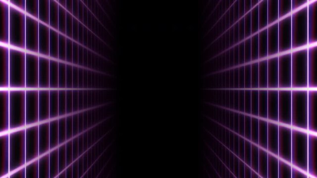 Retro Synthwave 80s Neon Grid Net Lines and Parallel Planes - 4K Seamless Loop Motion Background Animation