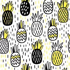 Wallpaper murals Pineapple Seamless pattern with pineapples