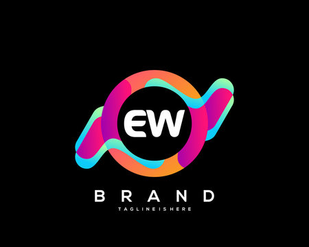 EW initial logo With Colorful Circle template vector.