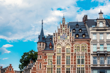 BRUSSELS, BELGIUM - August 27, 2017:Street view of old buildings brussel, Belgium.