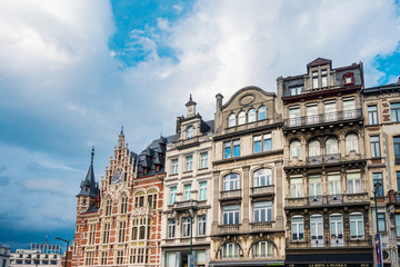 Fototapeta na wymiar BRUSSELS, BELGIUM - August 27, 2017:Street view of old buildings brussel, Belgium.
