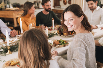 Happy big family celebrating Christmas together at home