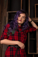 Fototapeta premium portrait of young woman with colored hair